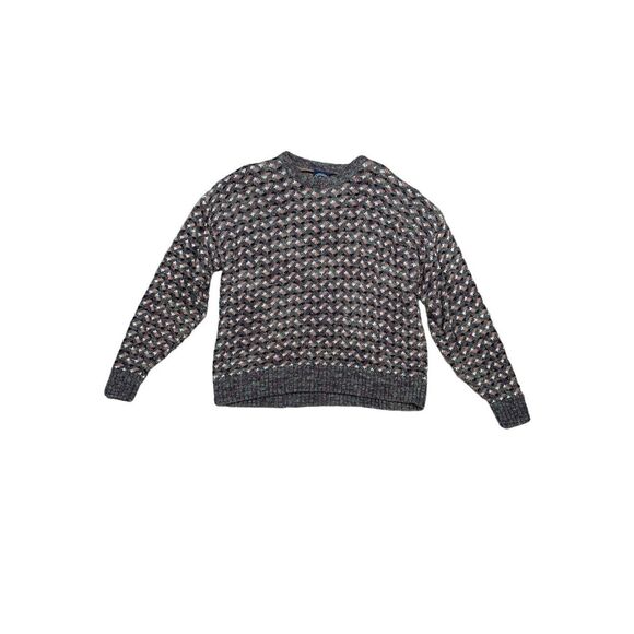 vintage boathouse row knit crewneck sweater grampa retro coogi men L multi print - Picture 1 of 9